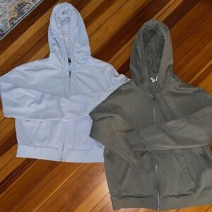 H&M Women’s Zip Up Hoodies- Blue and Green